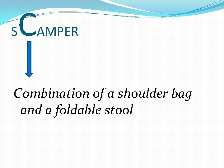 S C AMPER Combination of a shoulder bag and a foldable stool 