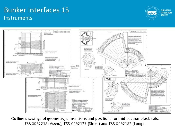 Bunker Interfaces 15 Instruments Outline drawings of geometry, dimensions and positions for mid-section block