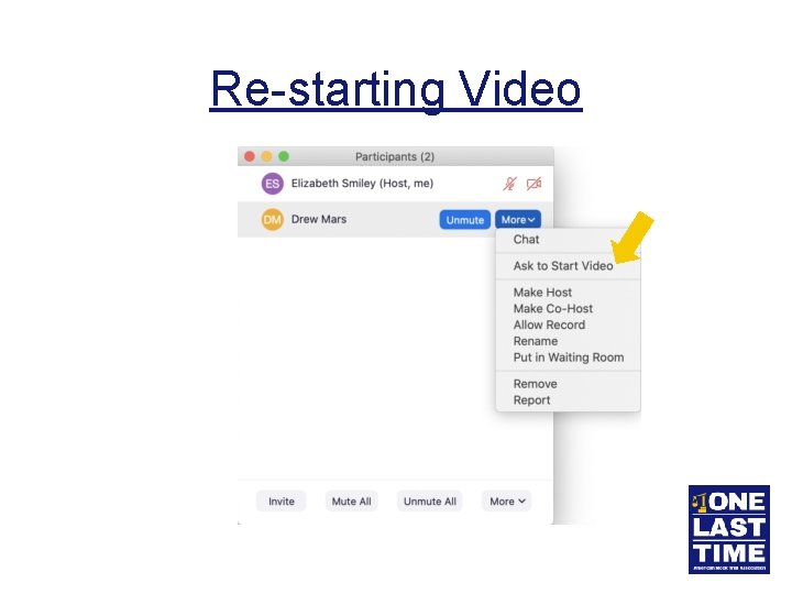 Re-starting Video 