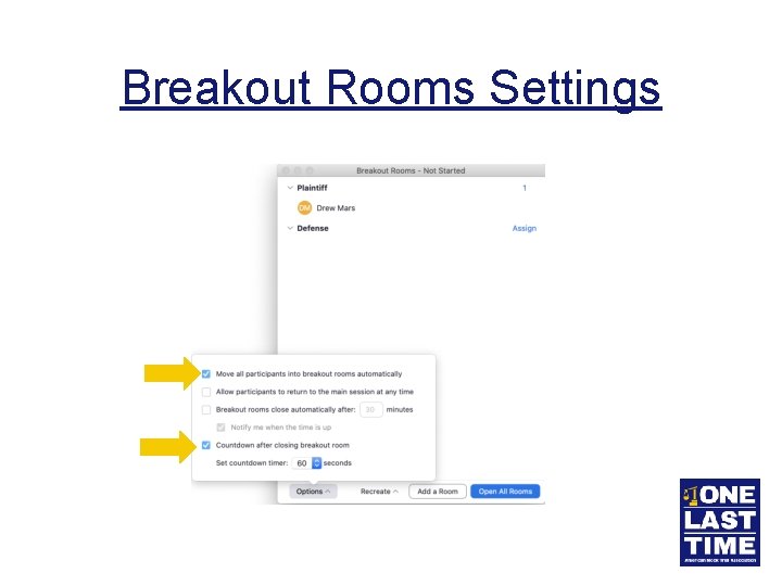 Breakout Rooms Settings 