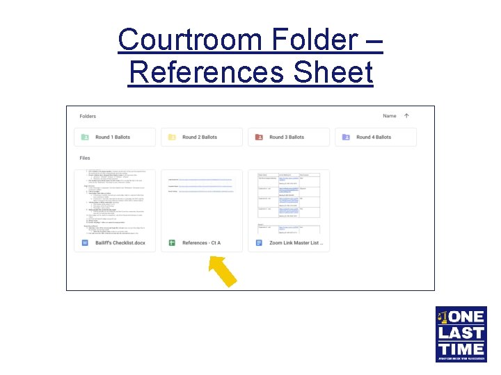 Courtroom Folder – References Sheet 