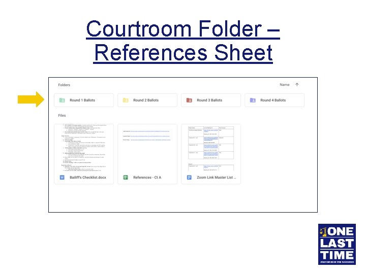Courtroom Folder – References Sheet 