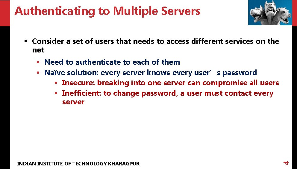 Authenticating to Multiple Servers § Consider a set of users that needs to access