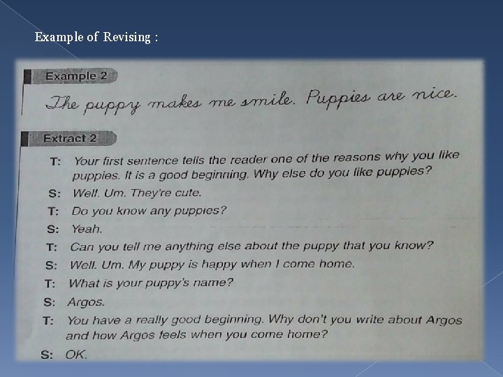 Example of Revising : 