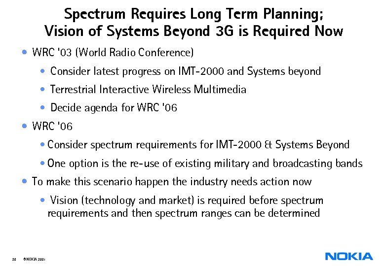 Spectrum Requires Long Term Planning; Vision of Systems Beyond 3 G is Required Now