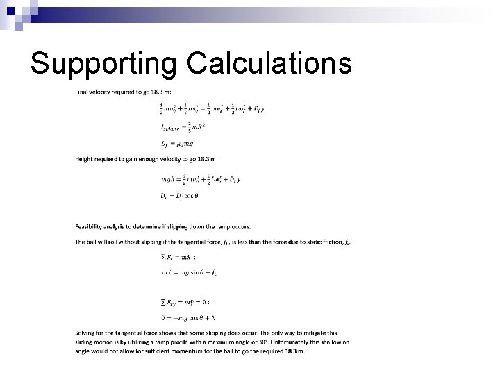 Supporting Calculations 