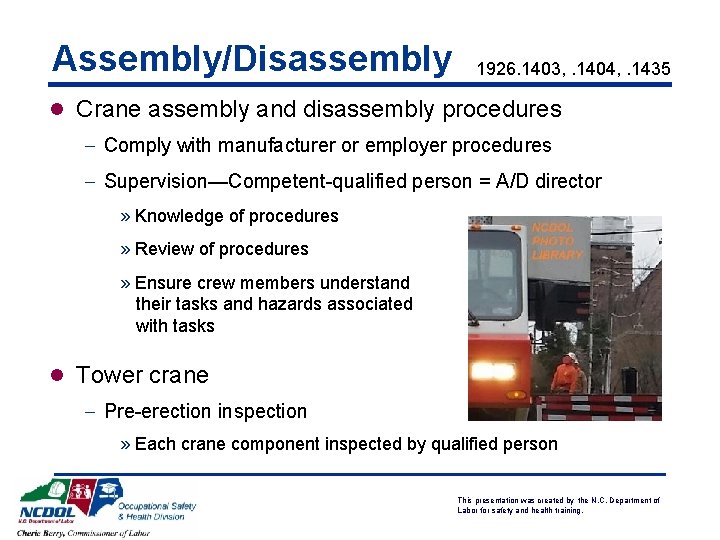 Assembly/Disassembly 1926. 1403, . 1404, . 1435 l Crane assembly and disassembly procedures -