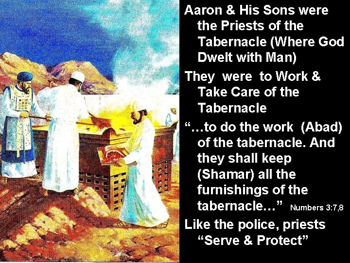 Aaron & His Sons were the Priests of the Tabernacle (Where God Dwelt with