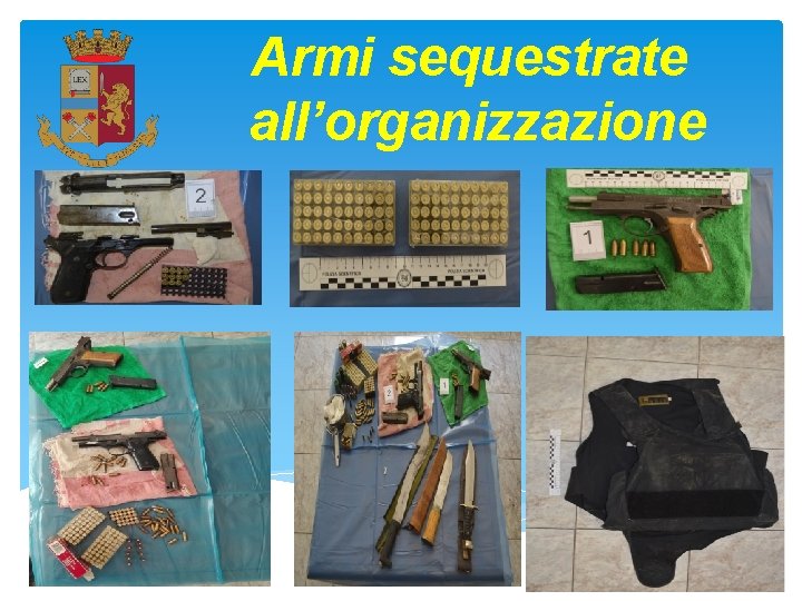 Armi sequestrate all’organizzazione 