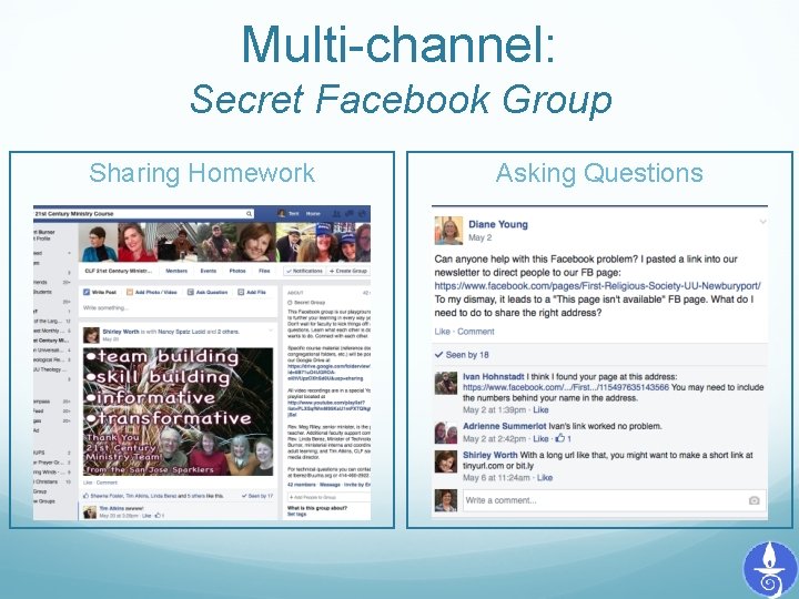 Multi-channel: Secret Facebook Group Sharing Homework Asking Questions 