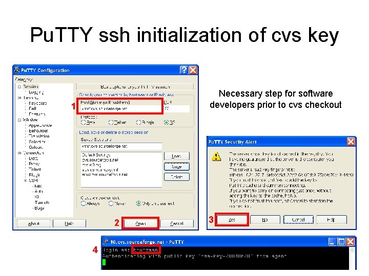 Pu. TTY ssh initialization of cvs key Necessary step for software developers prior to