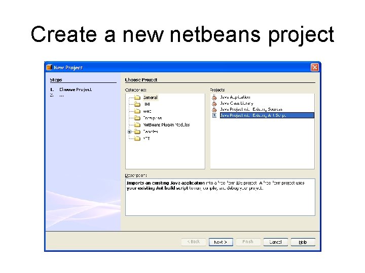 Create a new netbeans project 