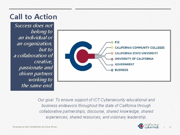 Call to Action Success does not belong to an individual or an organization, but