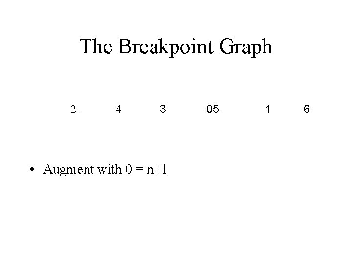 The Breakpoint Graph 2 - 4 3 • Augment with 0 = n+1 05