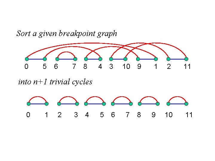 Sort a given breakpoint graph 0 5 6 7 8 4 3 10 9