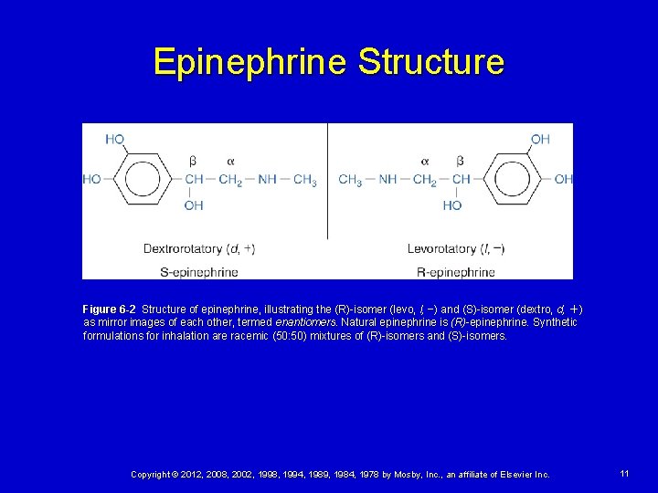 Epinephrine Structure Figure 6 -2 Structure of epinephrine, illustrating the (R)-isomer (levo, l, −)