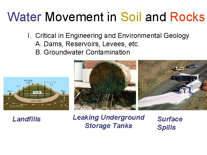 Water Movement in Soil and Rocks I. Critical in Engineering and Environmental Geology A.