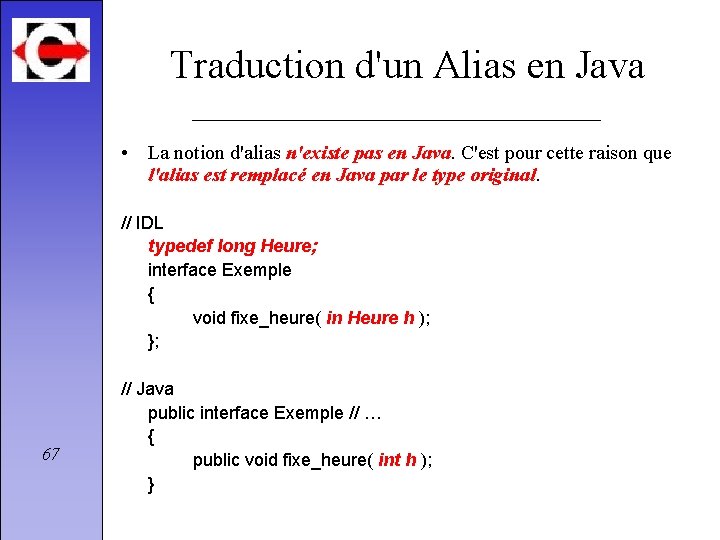 Traduction d'un Alias en Java • La notion d'alias n'existe pas en Java. C'est