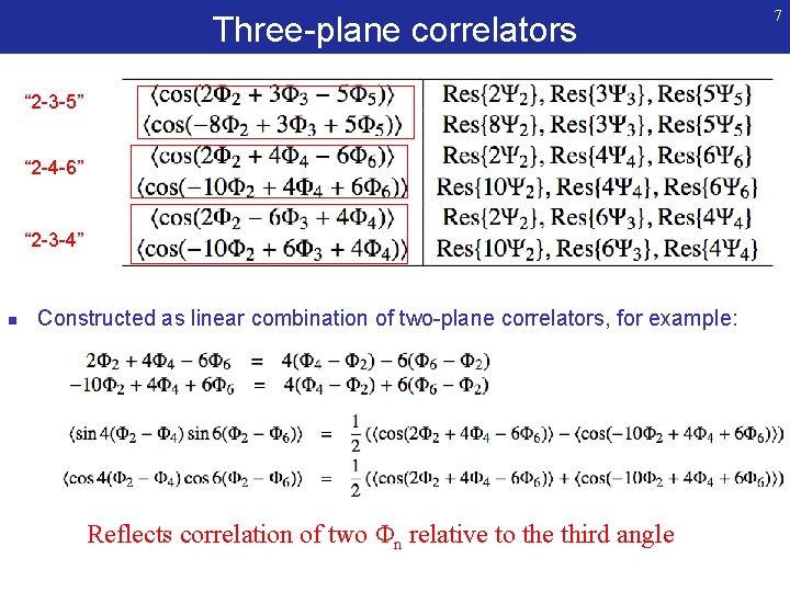 Three-plane correlators “ 2 -3 -5” “ 2 -4 -6” “ 2 -3 -4”