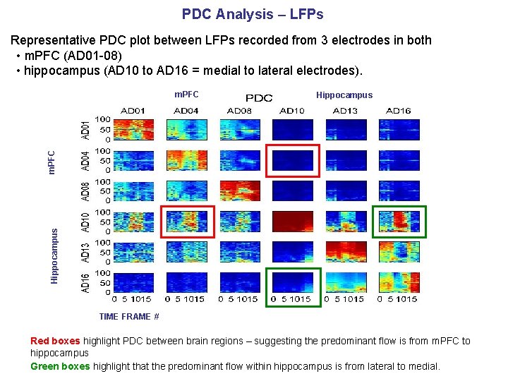 PDC Analysis – LFPs Representative PDC plot between LFPs recorded from 3 electrodes in