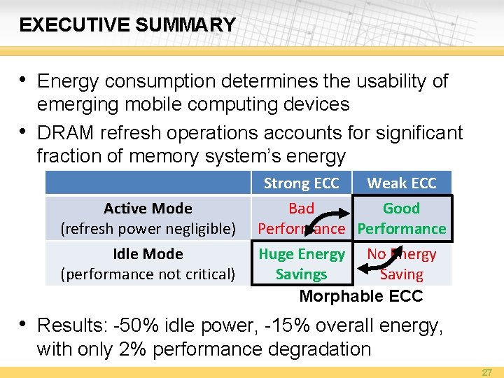 EXECUTIVE SUMMARY • Energy consumption determines the usability of • emerging mobile computing devices