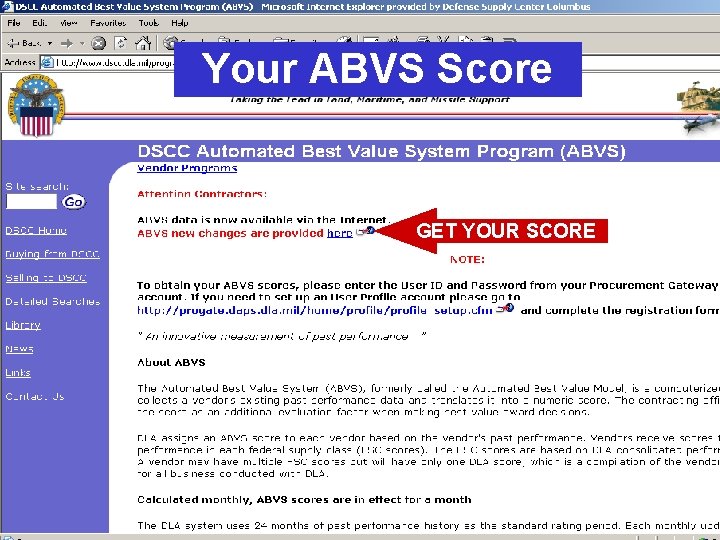 Your ABVS Score GET YOUR SCORE 