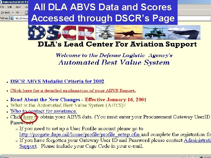 All DLA ABVS Data and Scores Accessed through DSCR’s Page 