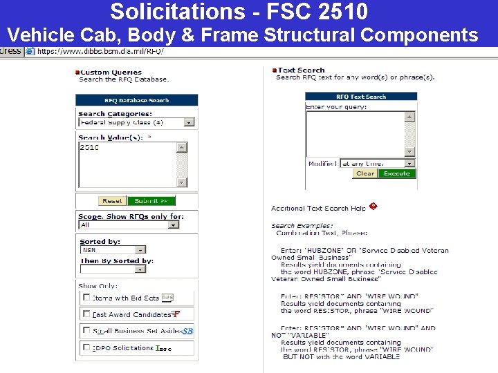 Solicitations - FSC 2510 Vehicle Cab, Body & Frame Structural Components 