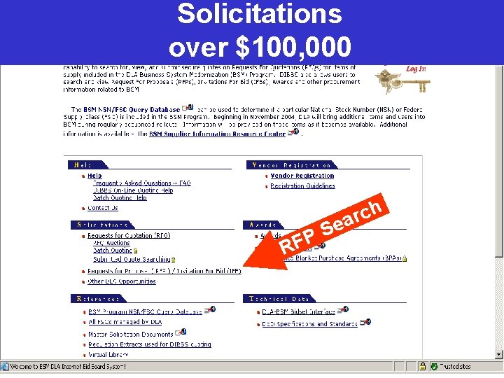 Solicitations Searching for Requests for Proposals (RFPs) over $100, 000 (over $100, 000) h