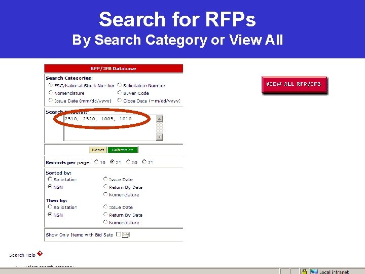 Search for RFPs By Search Category or View All 