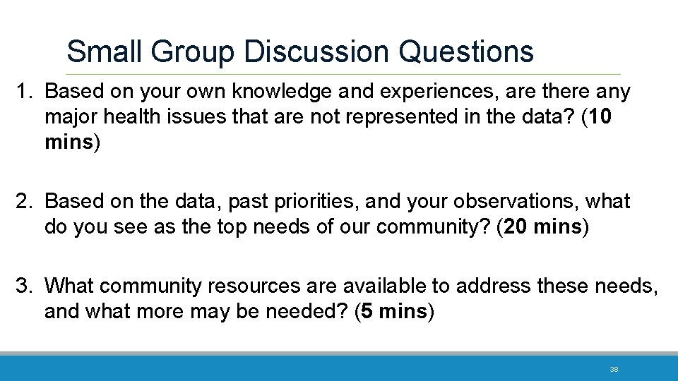 Small Group Discussion Questions 1. Based on your own knowledge and experiences, are there