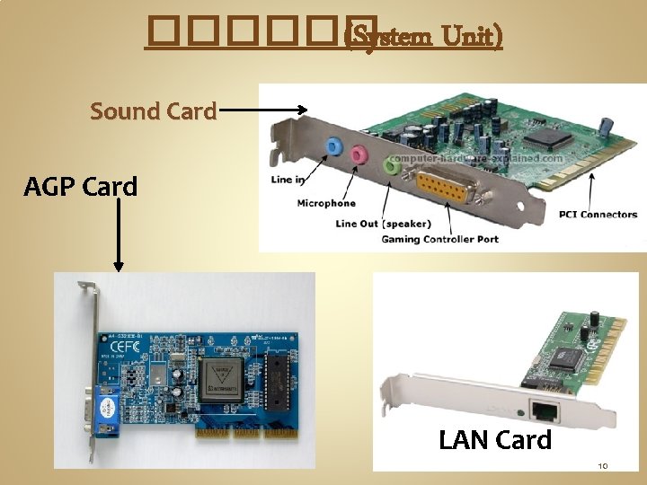 ������ (System Unit) Sound Card AGP Card LAN Card 10 ������ (System Unit) Sound Card AGP Card LAN Card 10