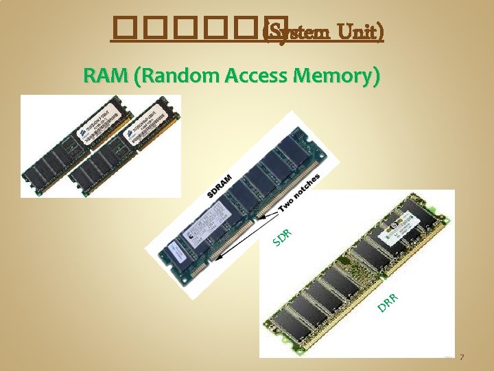 ������ (System Unit) RAM (Random Access Memory) R D S R DR 7 ������ (System Unit) RAM (Random Access Memory) R D S R DR 7