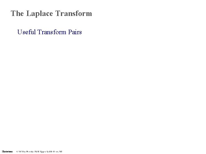 The Laplace Transform Useful Transform Pairs Illustrations The Laplace Transform Useful Transform Pairs Illustrations