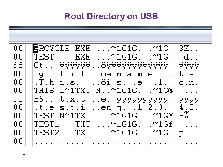 Root Directory on USB 17 