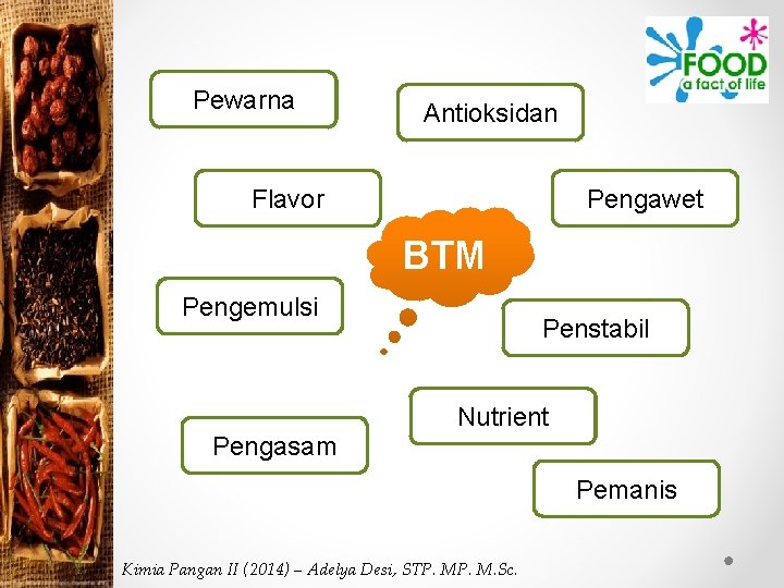 Pewarna Antioksidan Flavor Pengawet BTM Pengemulsi Pengasam Penstabil Nutrient Pemanis Kimia Pangan II (2014)