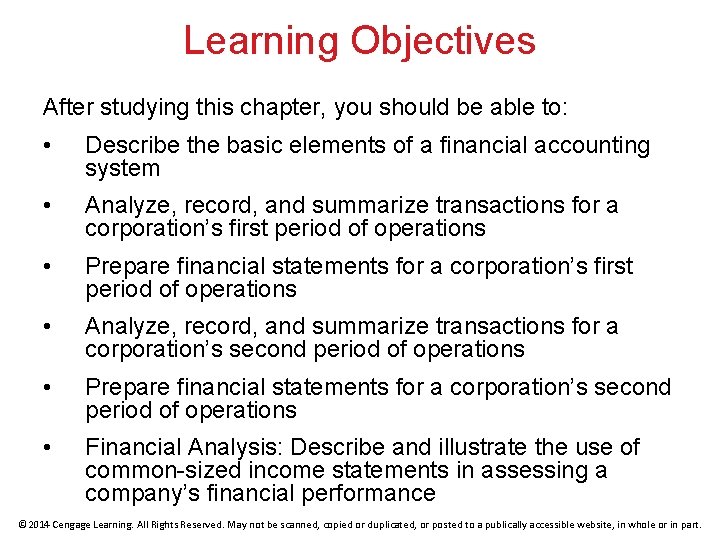 Learning Objectives After studying this chapter, you should be able to: • Describe the