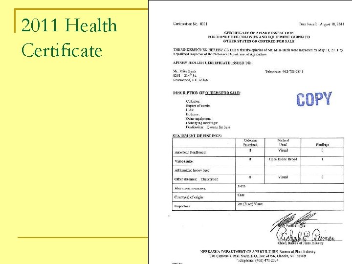 2011 Health Certificate 