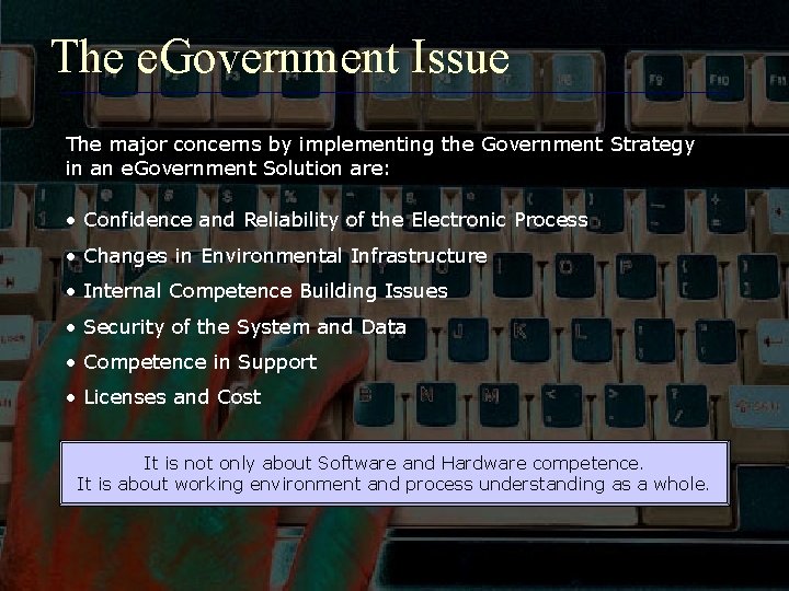 The e. Government Issue The major concerns by implementing the Government Strategy in an