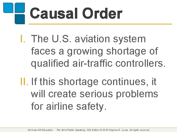 Causal Order I. The U. S. aviation system faces a growing shortage of qualified