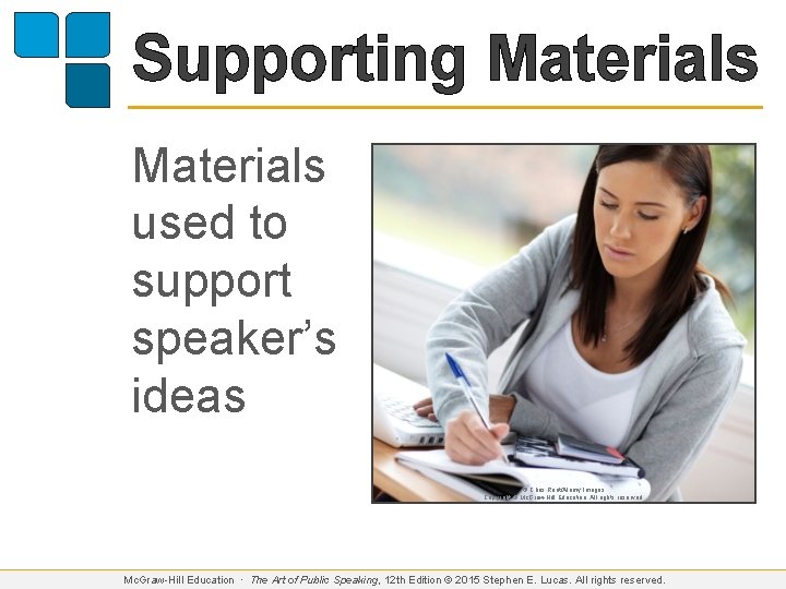Supporting Materials used to support speaker’s ideas © Chris Rout/Alamy Images Copyright © Mc.