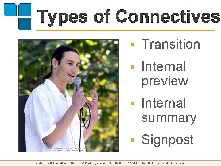Types of Connectives § Transition § Internal preview § Internal summary § Signpost ©
