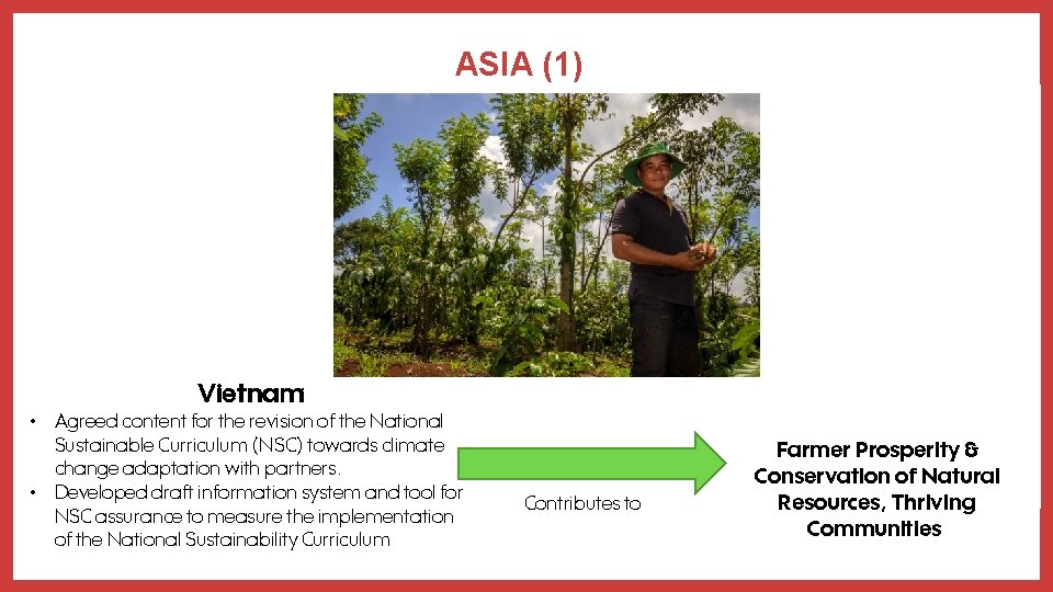 ASIA (1) Vietnam: • Agreed content for the revision of the National Sustainable Curriculum