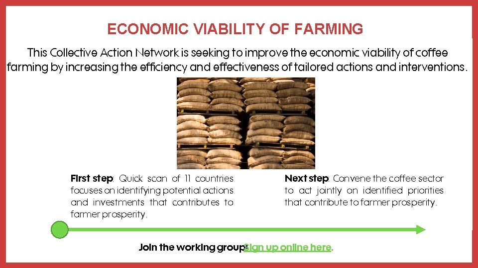 ECONOMIC VIABILITY OF FARMING This Collective Action Network is seeking to improve the economic