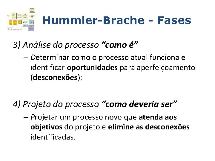 Hummler-Brache - Fases 3) Análise do processo “como é” – Determinar como o processo