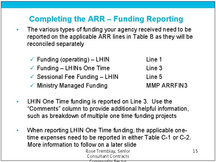 Completing the ARR – Funding Reporting • The various types of funding your agency