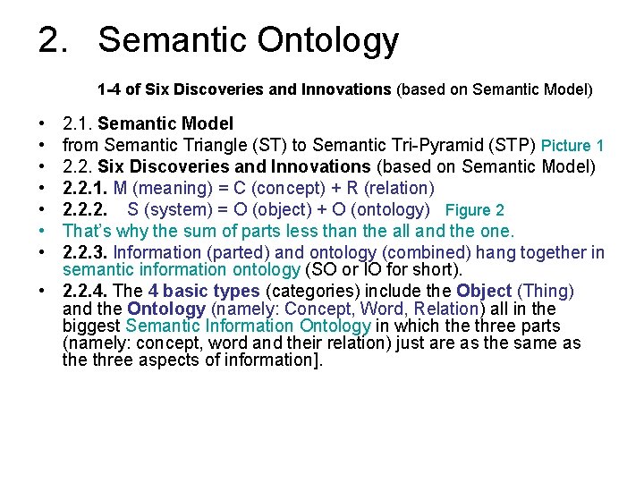 2. Semantic Ontology 1 -4 of Six Discoveries and Innovations (based on Semantic Model)