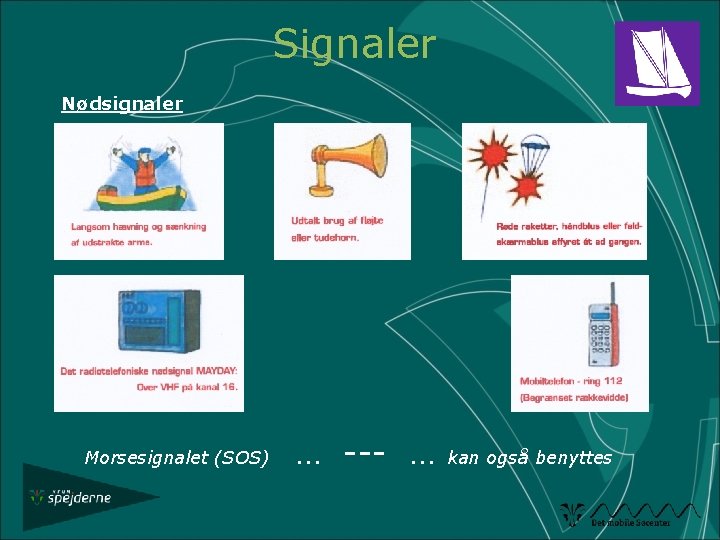 Signaler Nødsignaler Morsesignalet (SOS) … --- … kan også benyttes 