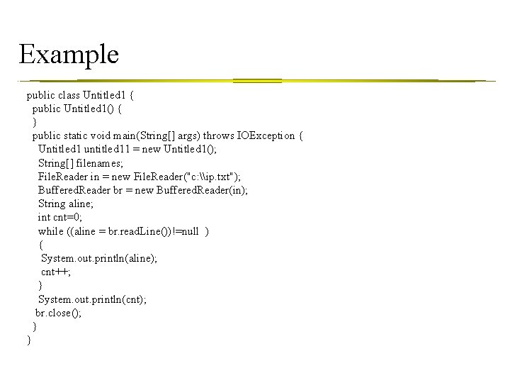 Example public class Untitled 1 { public Untitled 1() { } public static void