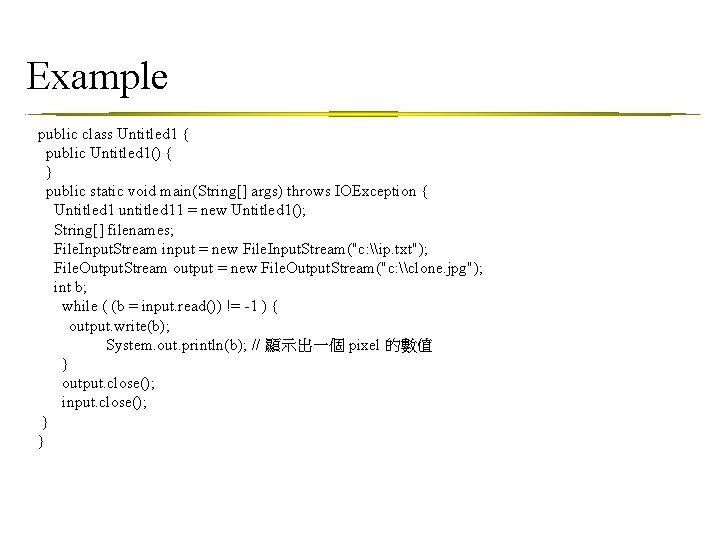 Example public class Untitled 1 { public Untitled 1() { } public static void